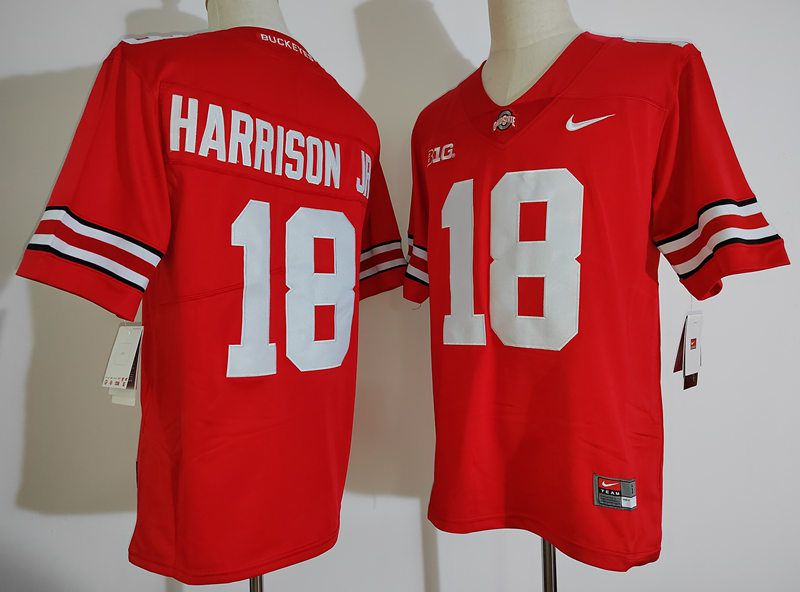Men Ohio State Buckeyes #18 Harrison jr Red Nike 2025 NCAA Jersey